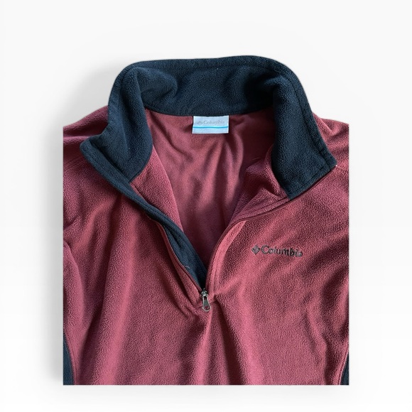 Columbia 1/4 Zip Fleece Pullover Men’s Small Burgundy Outdoor Hiking Jacket - Picture 4 of 9